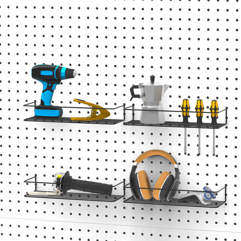 Pegboard Shelves, Peg Board Hooks, Organizer, for Storing A Variety of Tools, 2 Packs, Black