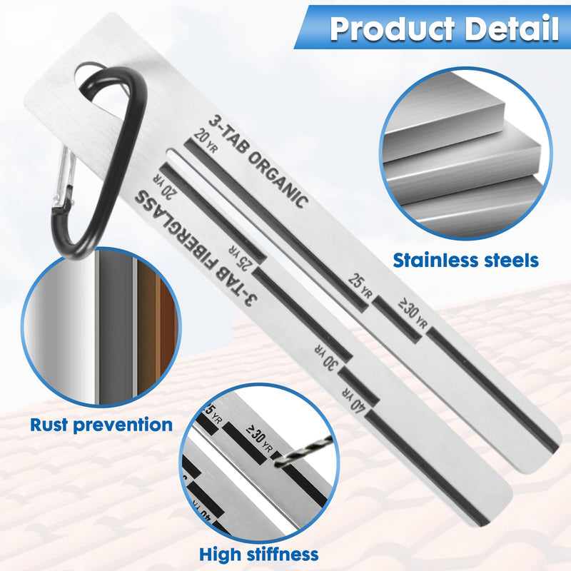 4/09 Shingle Gauge, 2 Pack Measuring Tool for Roof, Roof Pitch Gauge with Carabiner Roofing for Measuring The Thickness of Roof Tiles