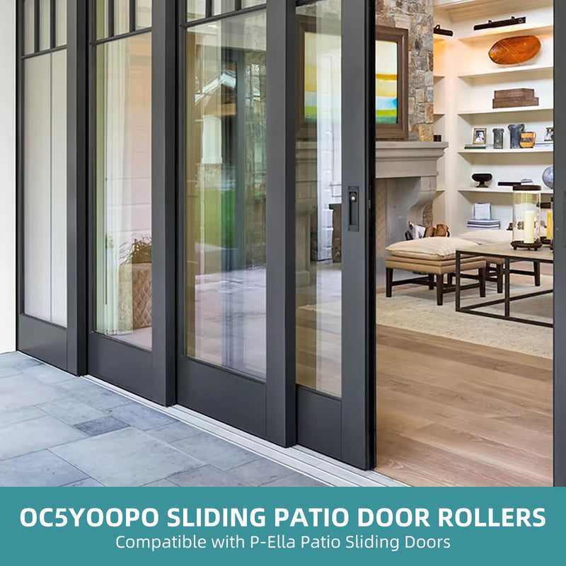 Sliding Patio Door Rollers,1-1/2" Steel Ball Bearing, Edge Adjustable, Stainless Steel Housing W/Flange Compatible with P-Ella Sliding Door Series post-1992, 2 Pack