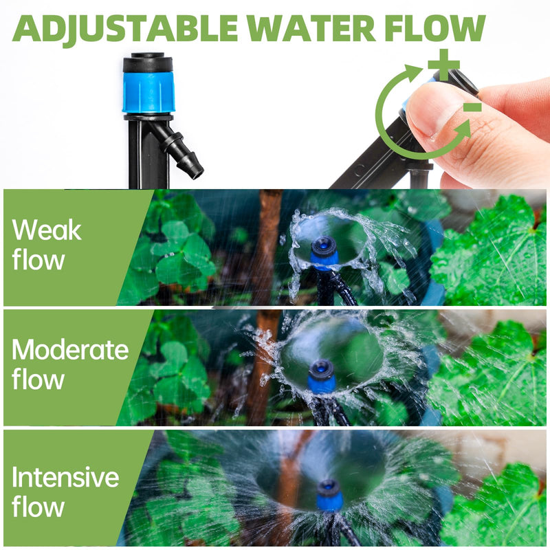 60 Pack Drip Irrigation Emitters Sprays for 1/4 Drip Irrigation Tubing, Irrigation System for Garden (30 Pcs Emitters Vortex + 30 Pcs Emitters Stream) 60 Pcs Emitters