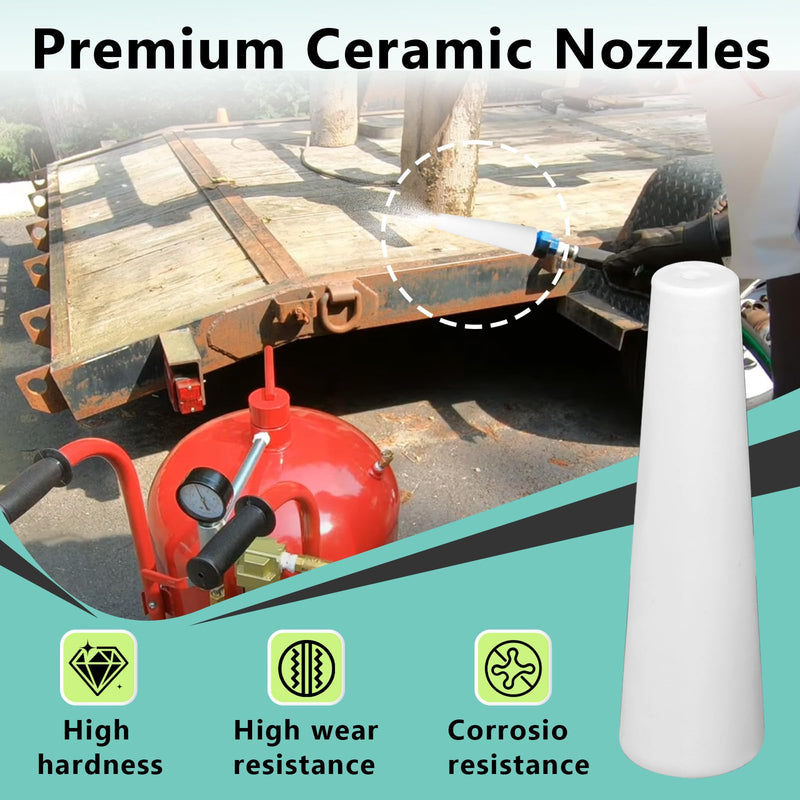2PCS Large Sandblaster Nozzle Tip Ceramic, 3/16" ID Nozzle Tip, Sandblast Machine Nozzle Replacement, Sandblasting Consumables