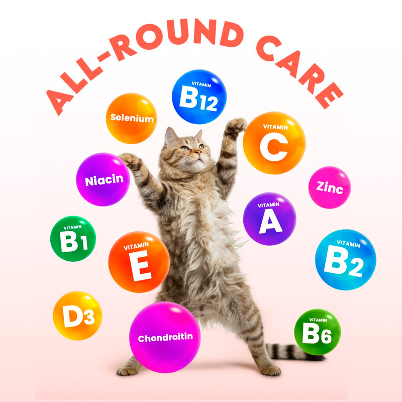 Cat Vitamins for Indoor & Outdoor Pets - 200 Chews - Healthy Cat Treats - Immune, Joint Support, Skin & Digestion - Multivitamin with Omega 3s, Glucosamine & Probiotics