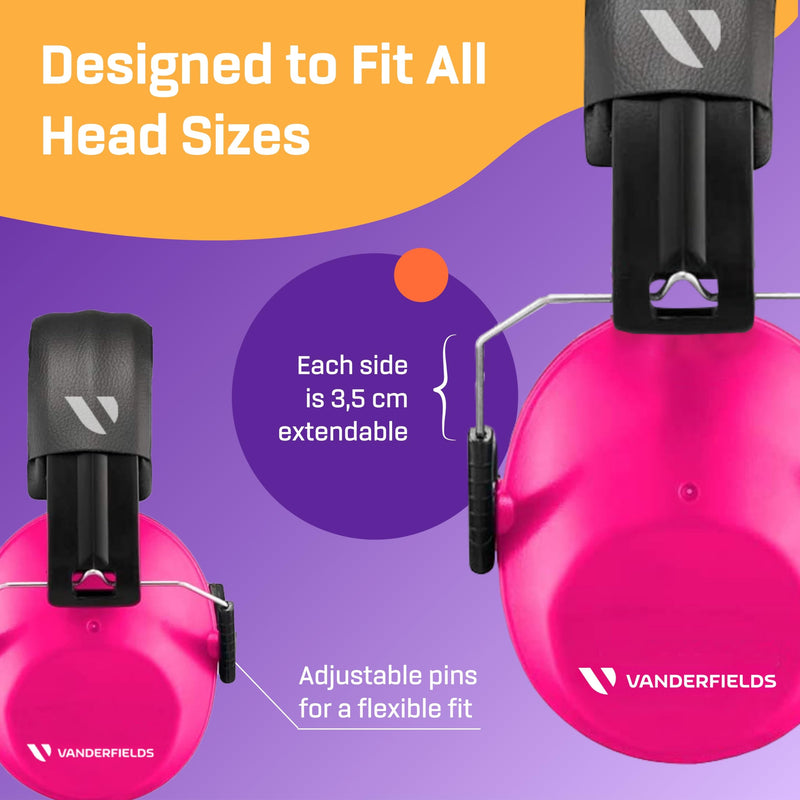 Vanderfields Hearing Protection Ear Muffs for Noise Reduction, 26dB Certified, Noise Cancelling Safety Ear Protection for Shooting, Adult Headphones for Lawn Mowing, DIY, Construction, Woodworking Pink