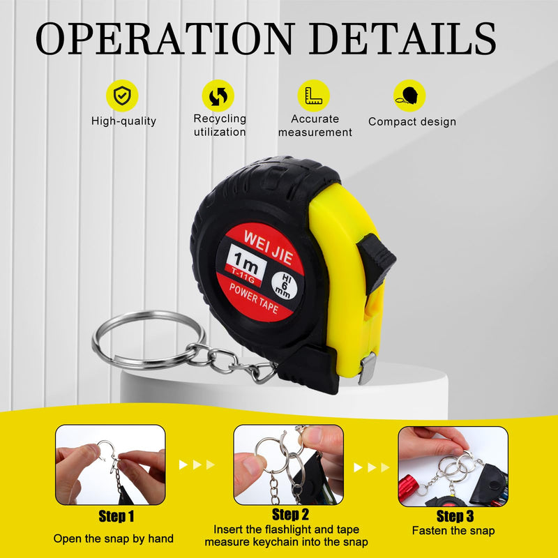 Jutom 24 Pcs Mini Screwdriver Tape Measure Keychains Set Mini Tool Set Father's Men Gifts Bulk for Adult Tool Party Favors