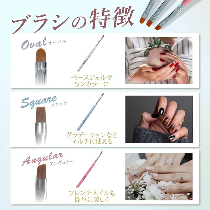 Carineria Nail Brush Set of 6 Gel Nail Art Brushes, High Quality Nylon Fiber, Moderate Stiffness, Large and Small Dot Pen Included - NewNest Australia