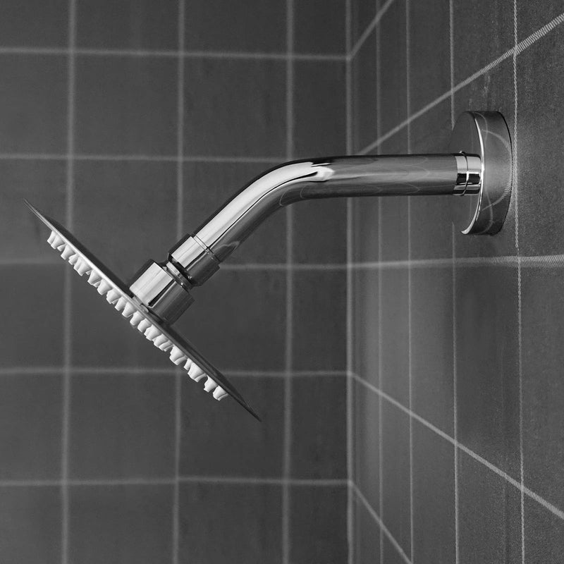 NearMoon 6 Inches Shower Arm + Flange + Teflon Tape, Made of 304 Stainless Steel, Shower Head Extension Extender Pipe Arm, Wall-Mounted For Fixed Bathroom Shower Head, Never Rust (Chrome) 6 Inch Chrome Finish