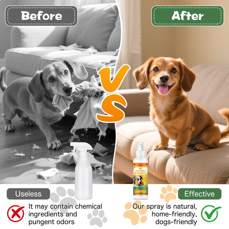Dog Bitter Anti‑Chew Training Spray, Natural Gentle Formula Deterrent, Discourage Chewing Licking & Biting, Safely Protect Furniture Shoes & Belongings (Gentle Bitter) Gentle Bitter