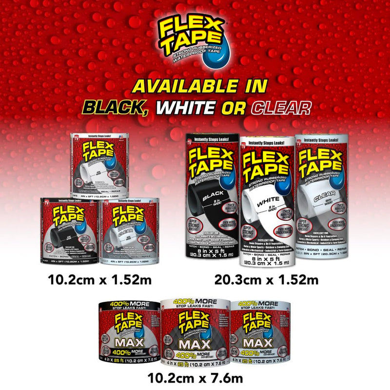 Flex Tape Strong Rubberized Waterproof Tape, White, 4 in x 25 ft, 1-Pack