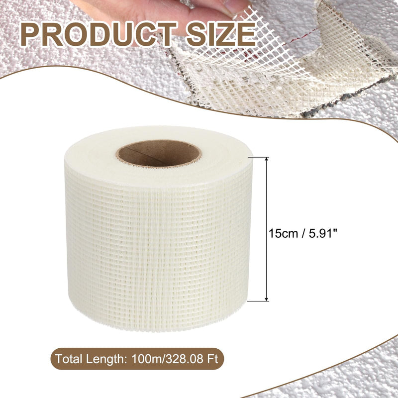 PATIKIL Drywall Repair Mesh Tape, 6 inch x 328 ft Fiberglass Repair Patch Self-Adhesive Dry Wall Joint Tape 6 Mesh Wall Hole Crack and Seam Patch, White 6 inch x 328 Feet