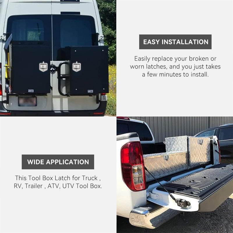 Tool Box Latch, Stainless Steel T-Handle Latches Tool Box Locks with Keys and Gasket Folding T-Handles Latch Heavy Duty Flush Mount Handle Latch for RV, Camper,Toolbox,Truck Trailer