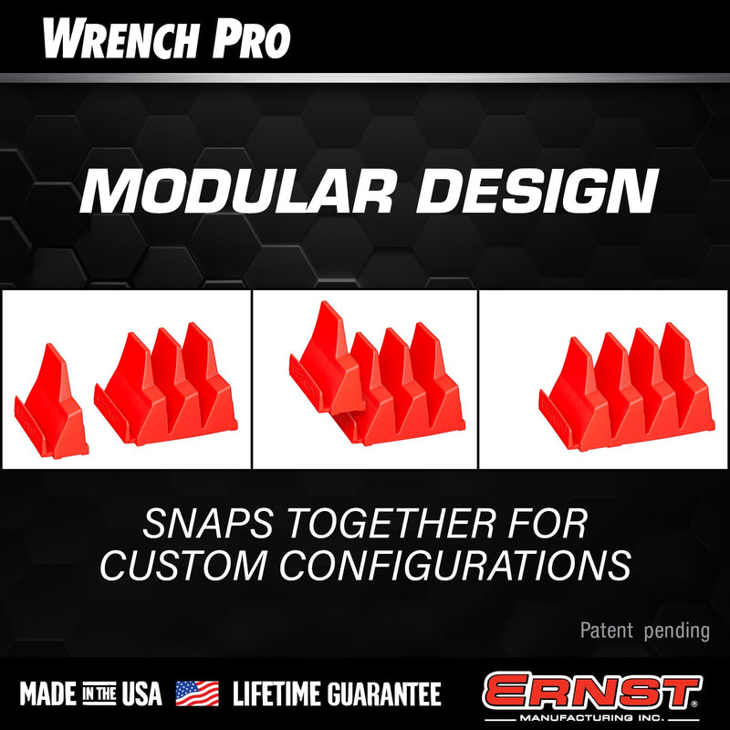 Ernst Manufacturing Wrench Pro - Modular Wrench Organizer for 40 Tools with Magnetic Base (Red) - Made in the USA Red