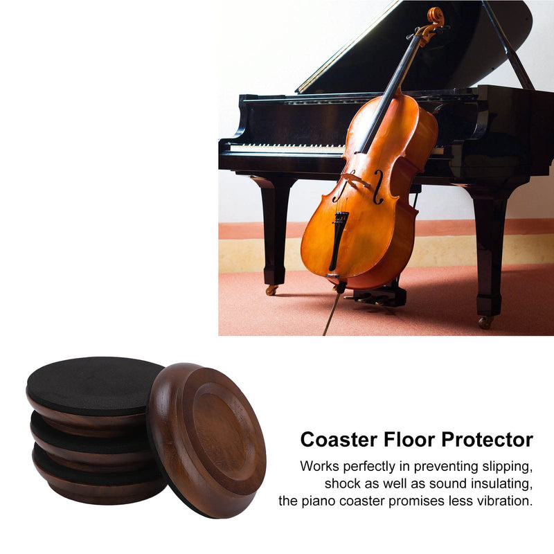Grand Piano Caster Cups, 4 Pcs Piano Caster Pads Walnut Piano Wheels Feet Non-Slip & Anti-Noise Foam Floor Protectors Piano Casters Pad Wood Piano Caster Cups Floor Protectors for Upright Piano