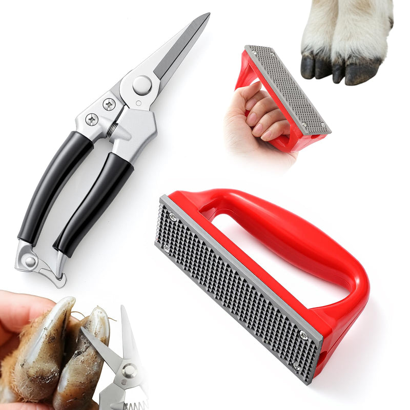 Goat Hoof Trimmers and Rasp Kit, Hoof Trimmers for Goats and Sheep Trimming Cutting and Smoothing, Farrier Supplies for Foals, Sheep, Ponies Donkeys, Garden Cutting Tool