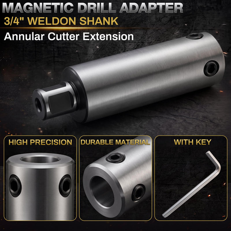 4''(100mm) Annular Cutter Extension for 3/4" Weldon Shank Adapter for Magnetic Drill & Drill Press, Heavy Duty Steel Deep Hole Drilling Tool, with Hex Wrench 4''/100mm