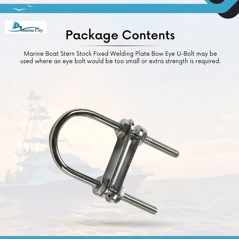 Marine City Bow Eye U-Bolt – 304 Stainless Steel, 3/16” Stock, 2-3/4” Length – Heavy-Duty Corrosion-Resistant Deck Hardware for Boats & Marine Use (Pack of 1)
