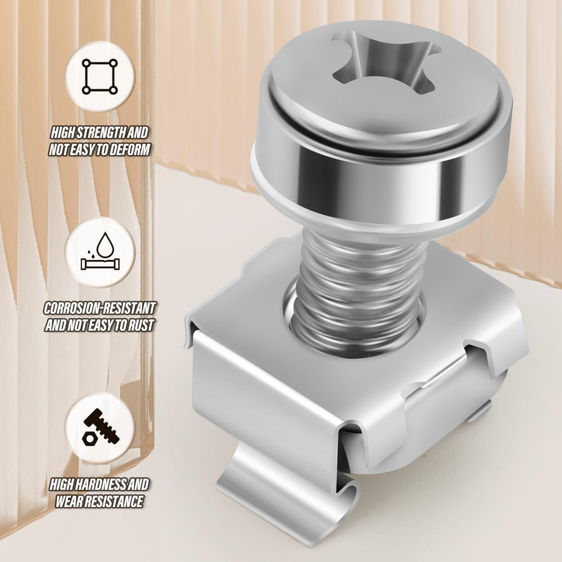 120 Sets M6 x 20mm Rack Screws and Cage Nuts, Server Rack Screws and Square Insert Nuts for Rack Mount with Screwdriver