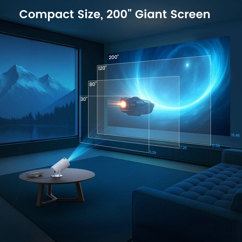 Mini Portable Projector with WiFi and Bluetooth,Support Movie Projector 1080P HD,Auto Keystone Correction,180° Rotatable,Compatible with TV Stick, HDMI, USB, Smartphone, Laptop (White 1) White 1