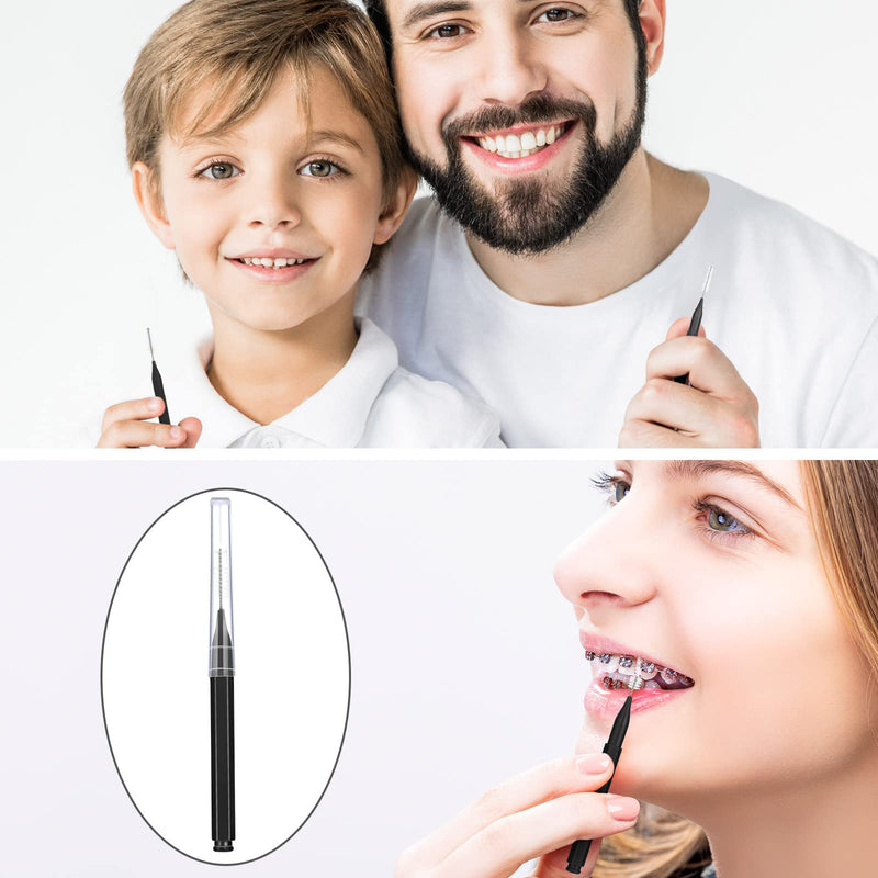 Patelai 50 Pieces Interdental Brush for Cleaner Braces Brush Toothpick Dental Tooth Flossing Head Oral Dental Hygiene Flosser Toothpick Cleaners Tooth Cleaning Tool(Black) Black