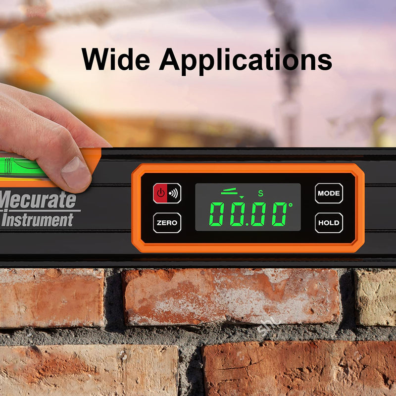 Mecurate Digital Level 15.7'' with LCD Display, 360° Angle Magnetic Digital Torpedo Level, Vertical & Horizontal Spirit Bubble Protractor for Construction Carpenter Craftsman Home Professional 15.7-Inch Digital Level