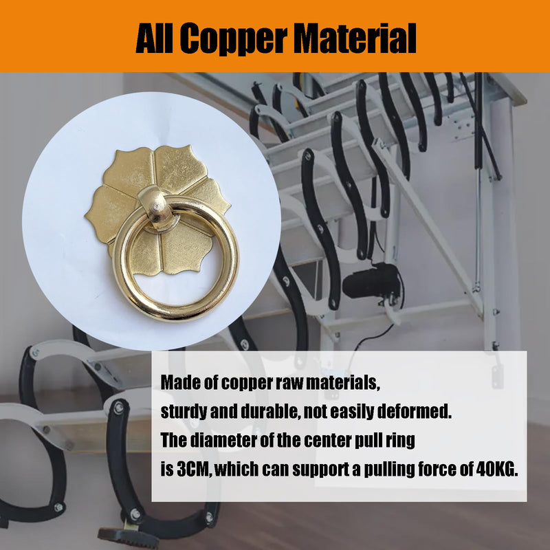 Ladder Pull Down System Kit - BCEHACBITI Attic Pull System Hook Cord Set Replacement for Cord Ropes with 60 Inch Extension Pole and Copper Storage Hook Handle Parts Tool