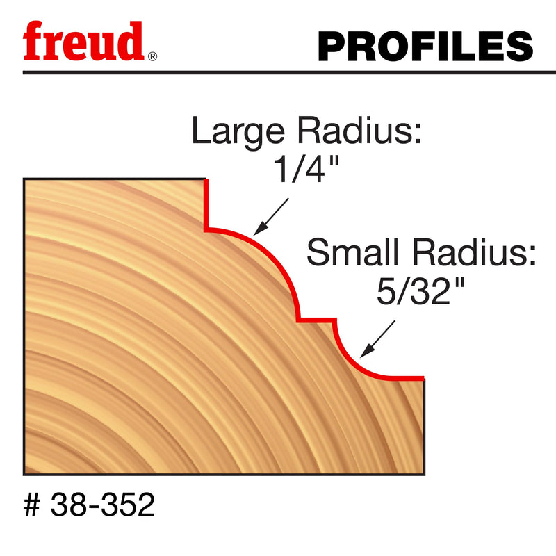 Freud 38-352: 1-1/2" (Dia.) Classical Cove & Bead Bit with 1/4" Shank