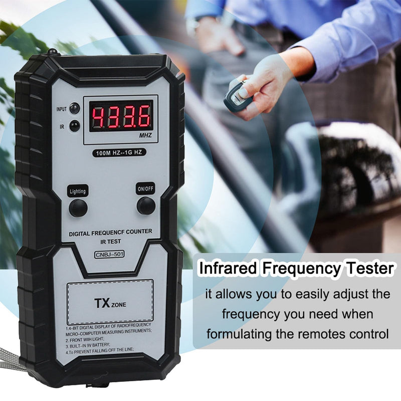 Remote Key Frequency Tester, 100MHZ to 1GHZ Infrared Remote Control Frequency Tester, Portable Key Fob Tester Digital Frequency Meter Counter for Access Control