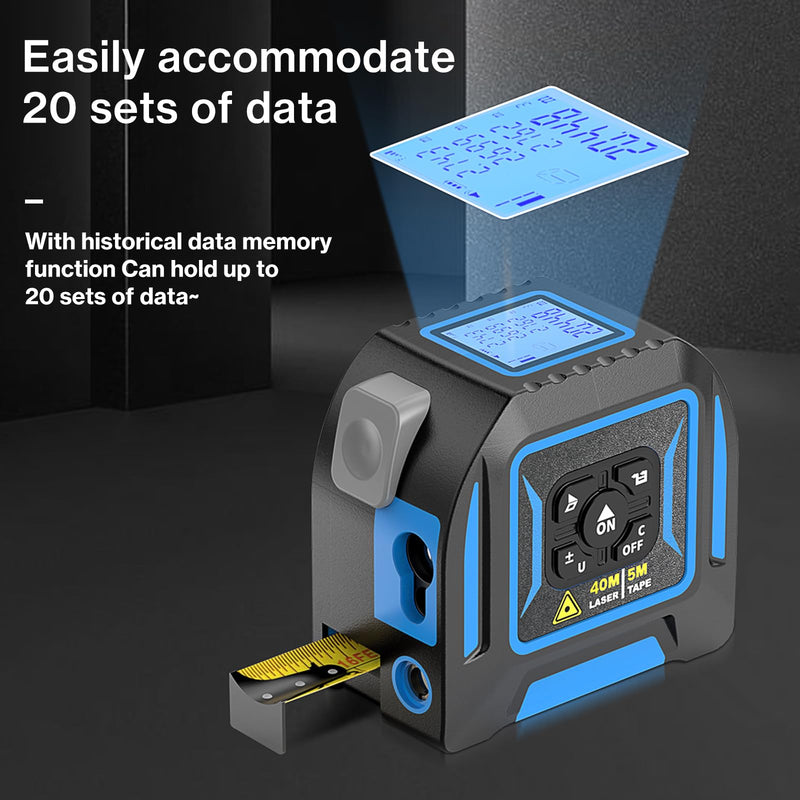 2-in-1 Laser Tape Measure, Lytool 130Ft/40m Laser Measurement Tool, 16Ft/5m Measuring Tape, Digital Laser Tape Measure with M/in/Ft/Ft+in Units, LCD Display, Self-Locking Tape, Belt Clip - NewNest Australia