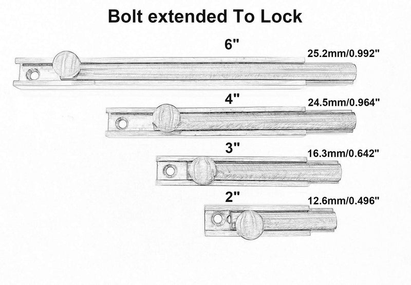QCAA Solid Brass Surface Bolt, 6", Brushed Antique Brass, 2 Pack, Made in Taiwan 6"