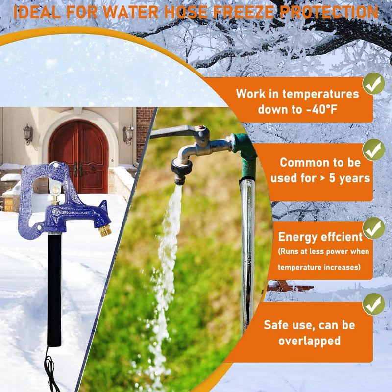 38.5" x 6" Water Pipe Heat Blanket Faucet Heating Blanket Winter Heating Tape for Metal and Plastic Pipes, 120V, Thermostat Max Temp 140˚F, OD Max: 1-1/4"