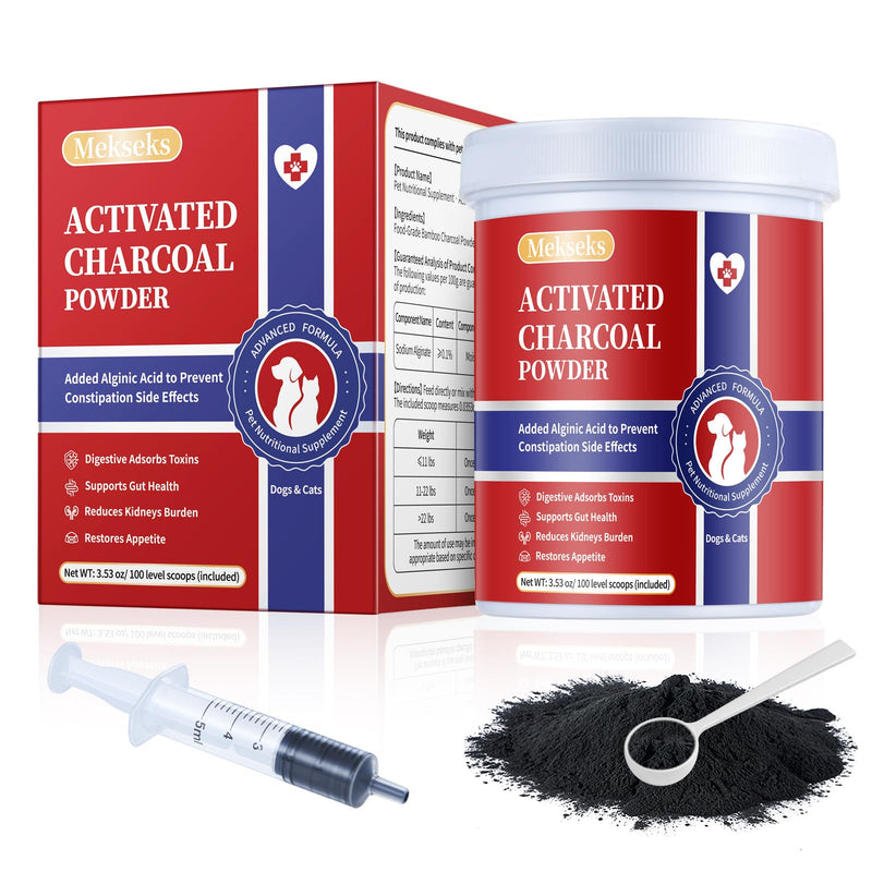 Activated Charcoal Powder for Dogs Cats, First Aid Emergency Rescue Pet Poisoning Kit, Health Supplement for Gut Digestive Upset Absorb Toxins Diarrhea Gas Bad Breath, Chronic Kidney Renal Recovery