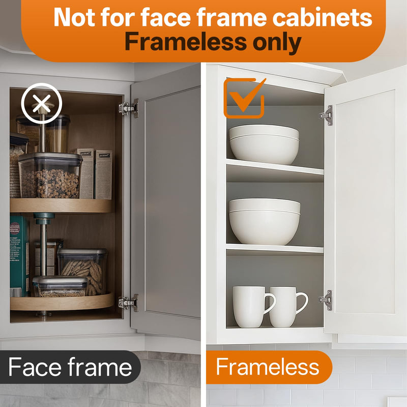 HBL' 4 Pack 45° Corner Cabinet Hinges, 45 Degree Angled Hinge Replacement for Diagonal Wall Cabinets, 35MM European Soft Close Hinges for Frameless Doors