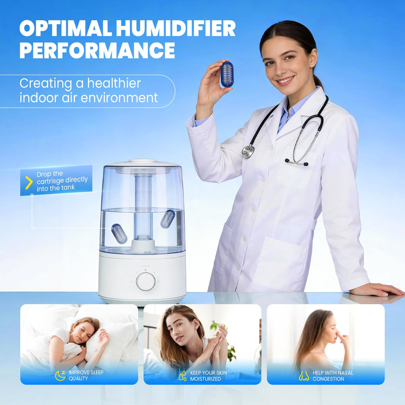 Demineralization Cartridge for Ultrasonic Humidifiers, Prevent Hard Water Build-Up, Reduces White Dust, Purifies Water Pack of 20