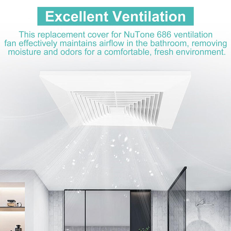 686 Bathroom Ventilation Fan Grille Cover Replacement for NuTone 686 Bathroom Fan - Part G686N, S30430000 - Screw Installation 9-1/2" x 8-3/4" White