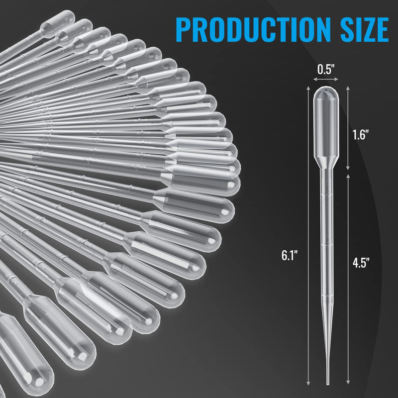 100Pcs 3mL Disposable Plastic Transfer Pipettes Calibrated Dropper for Science Experiment, Art, and DIY - Easy-to-Use and Safe 100pcs 3mL Pipettes Style