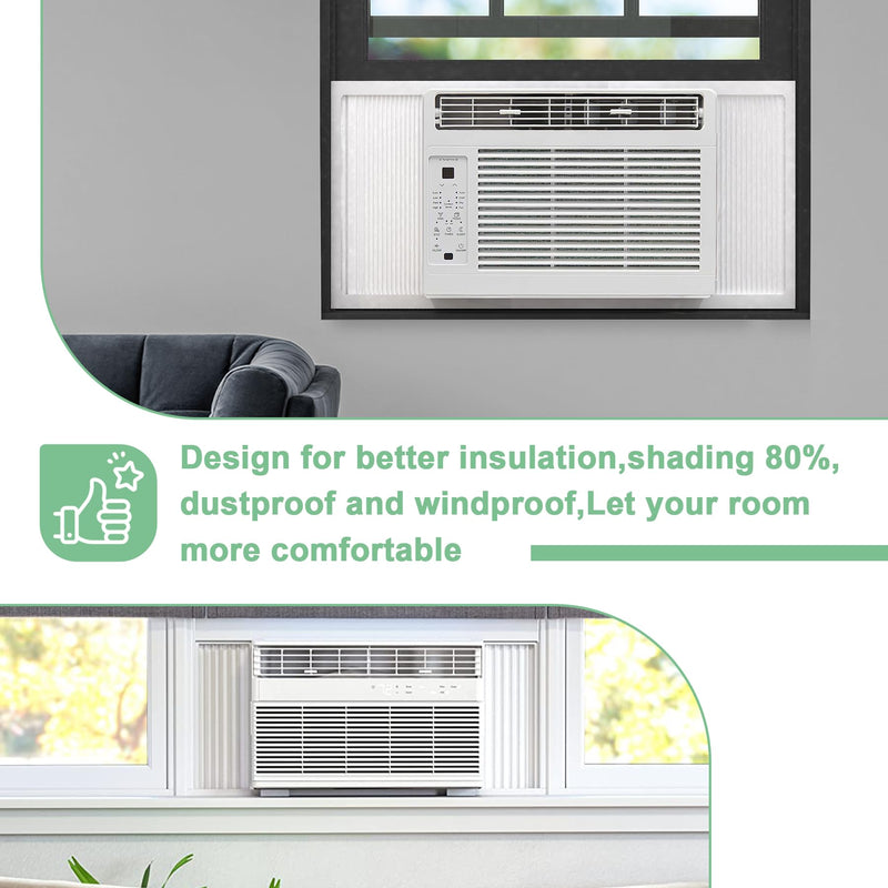 Window AC Side Panels with Frame Set,Air Conditioner Accordion Filler Curtain Replacement for Window AC Units,Fits Most 8,000 BTU Units,White,2 Pack Fits Most 8,000 Btu Units,white