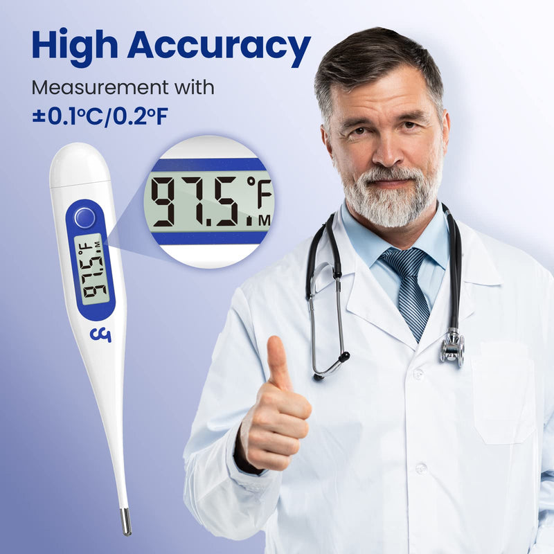Thermometer for Adults, Oral Thermometer for Fever, Thermometer with Fever Alert, Memory Recall, C/F Switchable, Rectum Armpit Reading Thermometer for Whole Family (Klein Blue)