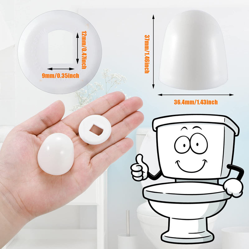16 Pieces Universal Toilet Bolt Caps Plastic Round Push On Toilet Bowl Caps Covers Toilet Seat Floor Caps with Extra Washers for Toilet Bowl Screws, 1.45 Inch Height