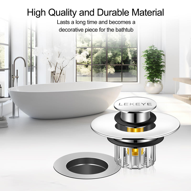 LEKEYE Tub Stopper | Shower Drain Hair Catcher | Pop-up Drain Stopper with Strainer | Bathroom Bathtub Plug | Drain Protector for 1-1/2 to 1-3/4" Bath Drain Hole Silver