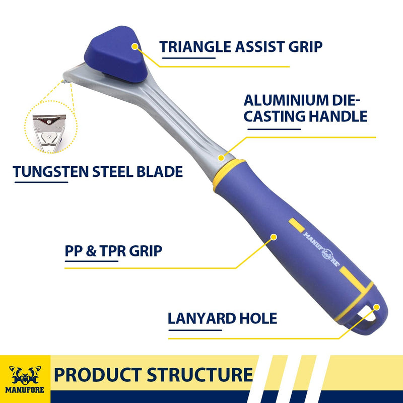 MANUFORE Paint Scraper with 2.5 Inch Double-edged Tungsten Steel Carbide Scraper with Extra 2 Blades 2.5in carbide scraper+2 blades