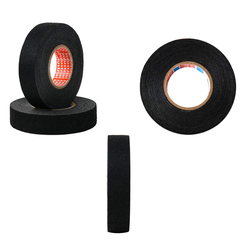 HSTECH 2 Rolls Wire Loom Harness Tape, Speaker Wiring Harness Cloth Tape, Black Adhesive Fabric Tape, for Automobile Electrical Wire harnessing Noise Dampening Heat Proof （15mm X 15m） Width:15mm (2 Rolls)
