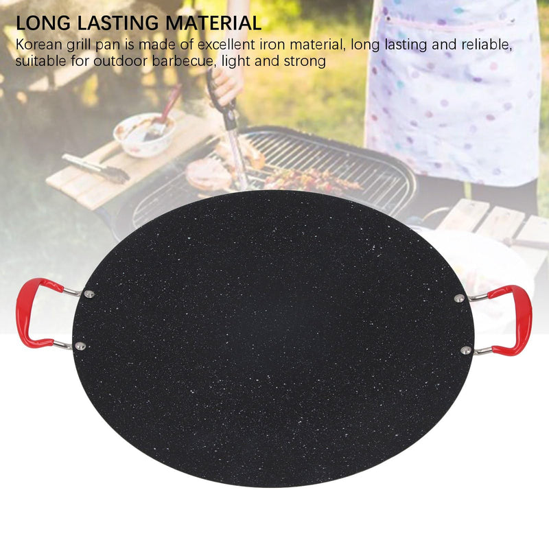Non Stick Korean Grill Pan, Round BBQ Griddle Pan with Silicone Handle Design, High Temperature, Suitable for Camping, Outdoor Barbecue (Small 70 X 55 X 45cm / 27.6 X 12.6" x 12.2" x 3.1"