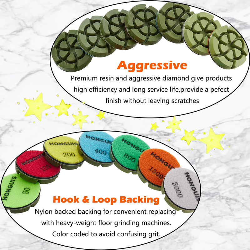 3 inch *12mm Diamond Floor Polishing Pucks,Grit 800 Set of 3,Concrete Sanding Disc,for Cement Rerrazzo Marble Granite Floor, Grit 800… 800 Grit