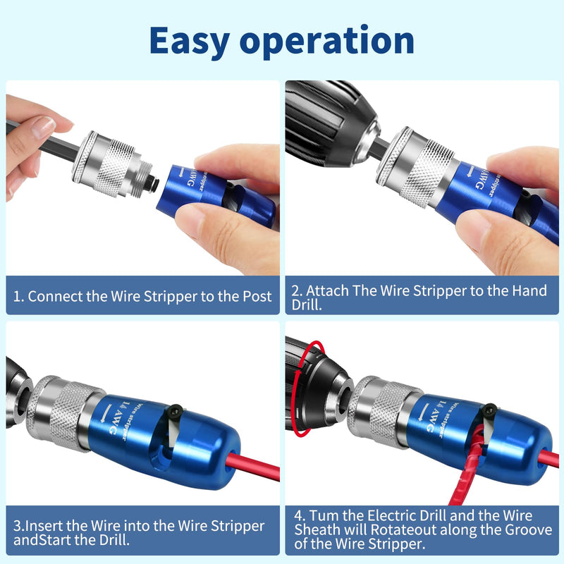 Wire Twister Tool for Drill, 8/10/12/14 AWG Gauge Electric Wire Stripper, Wire Twister Tool for Drill, Wire Stripper Tool for Drill, 2024 Upgrade Improve Work Efficiency 20 Times Black
