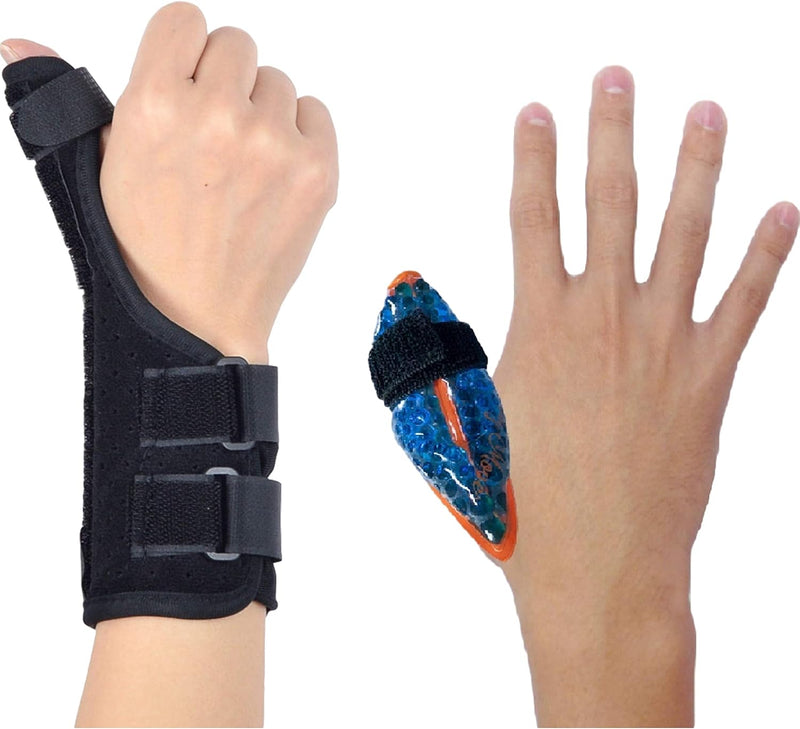 Thumb Support Splint Brace-Thumb Arthritis Spica Stabilizer for Left & Right Hand, Trigger Thumb Immobilizer, for Knuckle Pain Relief, Tendonitis, Sprains-Thumb & Wrist Fixed Aluminum Plate - S/M