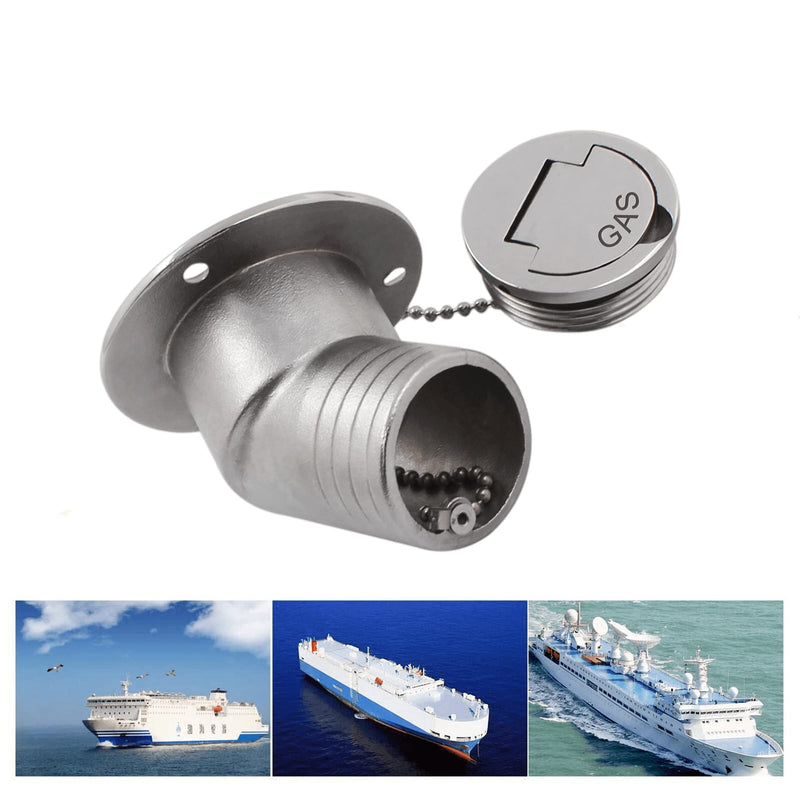 45 Degree Angle Marine Deck Filler Fill ，Stainless steel 316 Keyless Cap boat Hardware accessories Socket yacht W/ Rubber Gasket Fit for 1.5" /2” Diameter hose (Option: Water, 2" /50mm) Option: Water