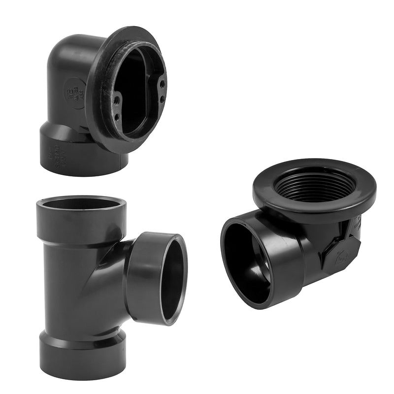 Westbrass D593ARK-62 Plumber's Pack Bath Waste Assembly with Tip-Toe Drain Plug, Illusionary Overflow Faceplate and Sch. 40 ABS Elbows, Matte Black