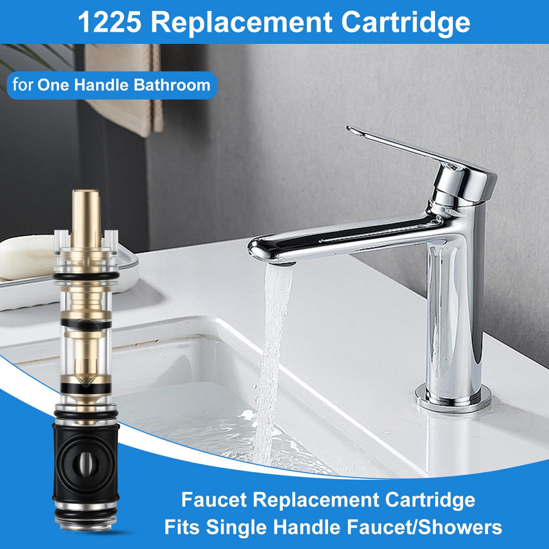 1 Pack Dual Seal 1225 Replacement Cartridge With 104421 Cartridge Removal Tool, for Moen 1225 1225B, One Handle Bathroom Faucet Cartridge, for Single Handle Faucet/Showers, Brass 1