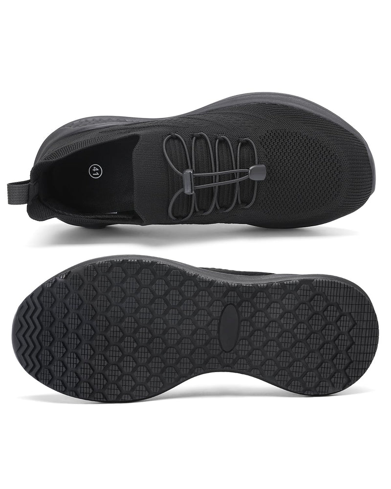 VikoViren Men’s Kitchen Work Shoes, Non-Slip Slip-On Water-Resistant Chef Shoes for Restaurant All Black 13