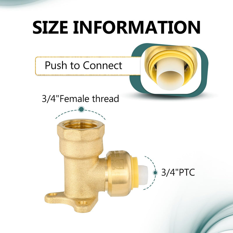 5-Pack Niikappu Push fit Drop Ear Elbow, 3/4" PTC x 3/4" Female(PF073-5) 5 3/4" x 3/4"Female thread