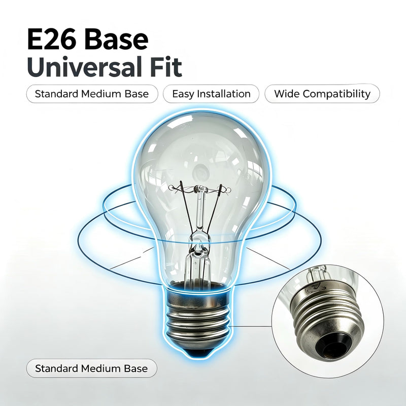 75W A19 Incandescent Light Bulbs E26 Rough Service Clear 6 Pack | Reinforced filament for ceiling fans & vibration fixtures. 2700K warm white, CRI 100, clear glass, flicker-free dimmable